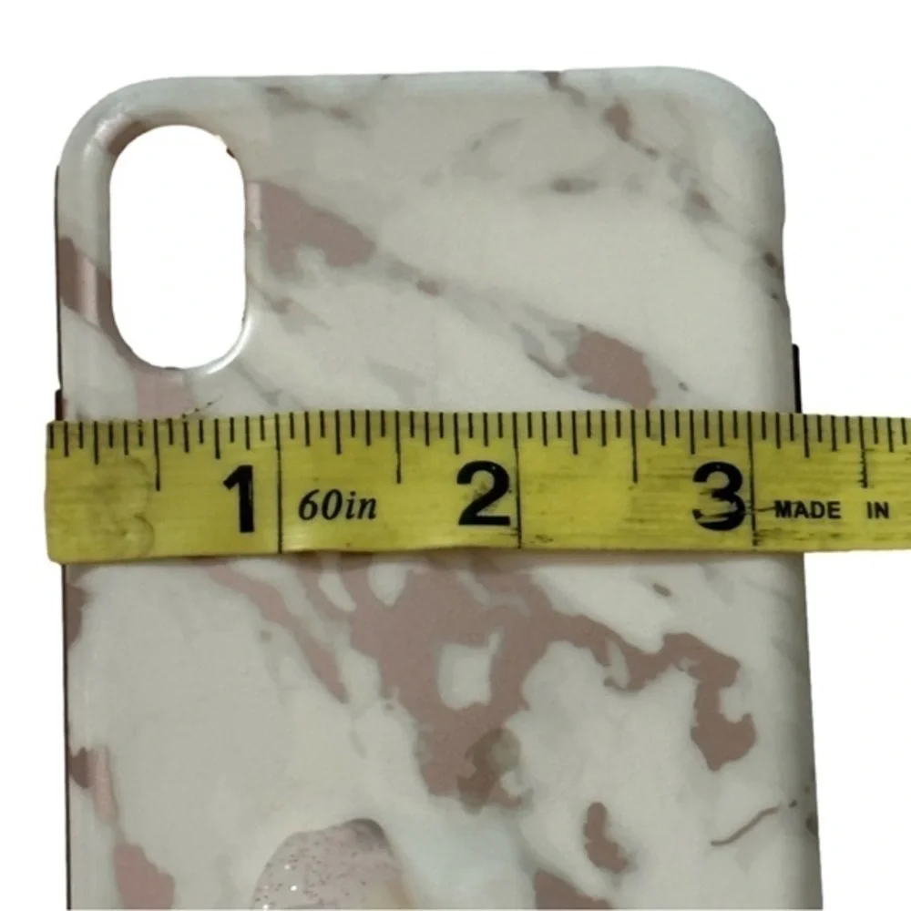 Loopy MAX iPhone XR white & rose gold marble with clear rose gold glitter loopy